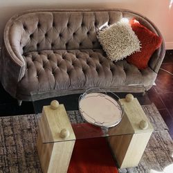 Tufted Velvet Loveseat / Glam Couch with Nailhead Trim