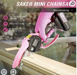 Mini Chainsaw,Portable Electric Pink Mini Chainsaw Cordless,Handheld  Chainsaw for Tree Branches,Courtyard, Household and Garden,By 2PCS 20V  1500mAh Ba for Sale in Chino, CA - OfferUp