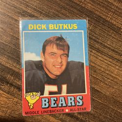1971 Topps Dick Butkus Football Card Chicago Bears Legend HOF 