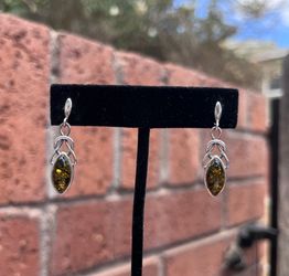 Green Amber Earrings