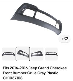 Fits 2014-2016 Jeep Grand Cherokee Front Bumper Grille Gray Plastic CH1037108