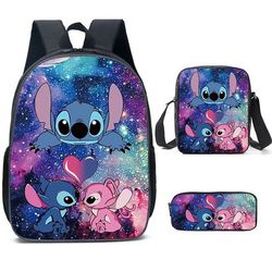 (Stitch) 3 pcs-Backpack/Lunch Box/Pen bag set Student School Bag for kids
