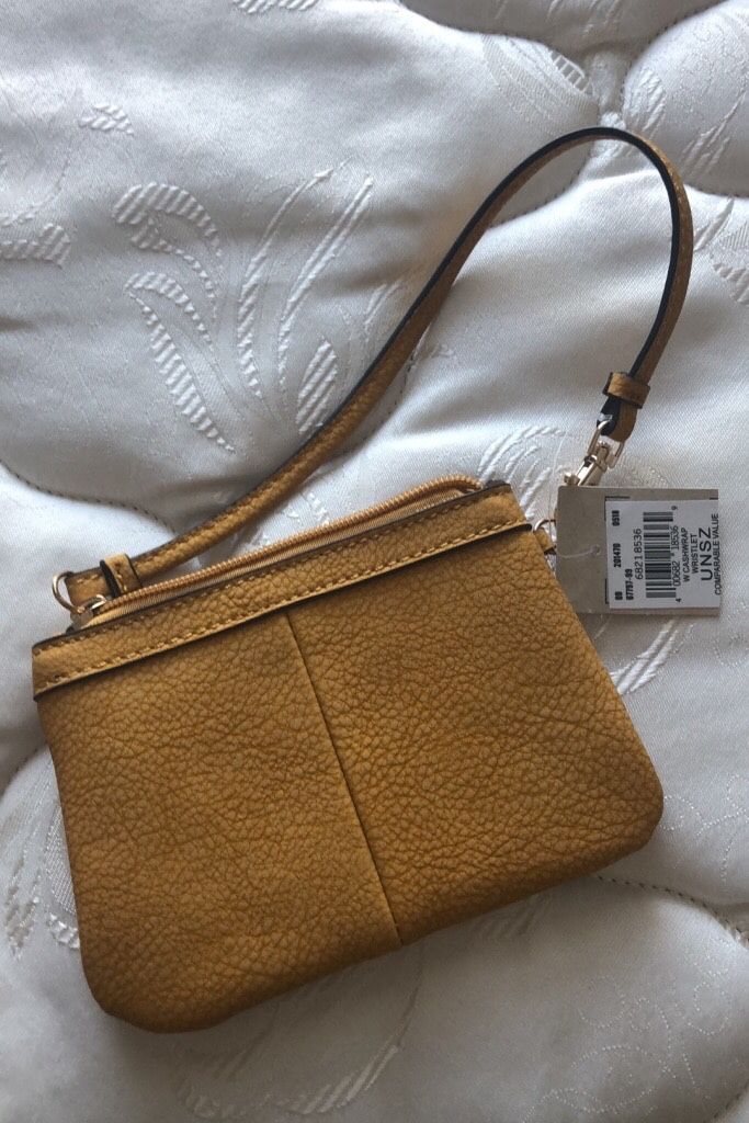 Yellow mustard wristlet. Unused