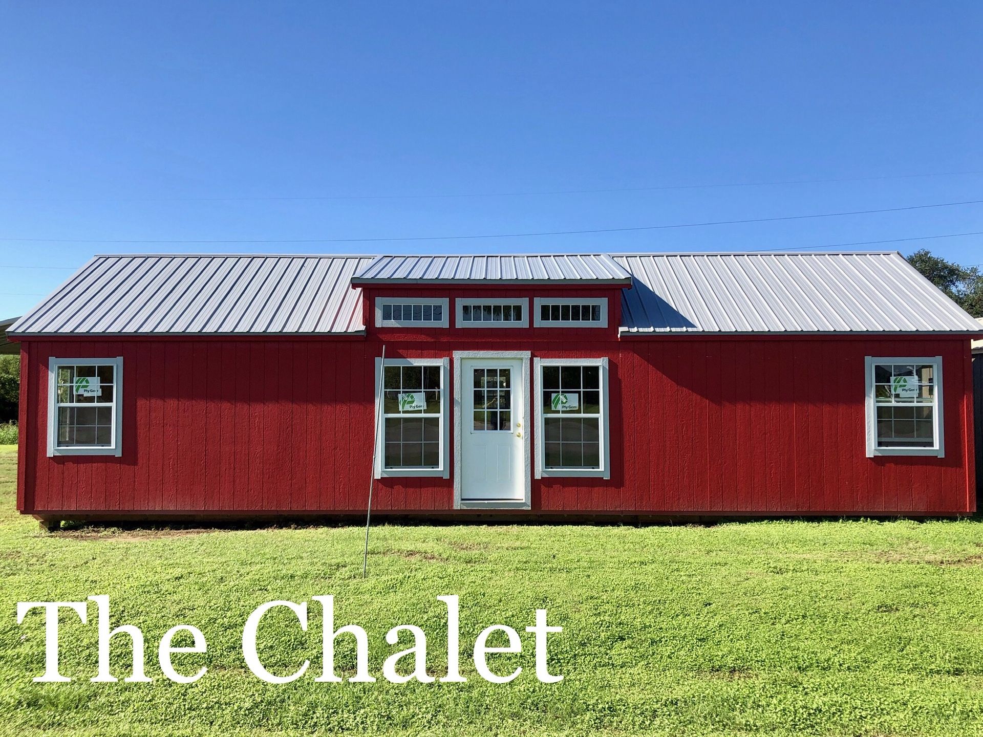 16 x 44 Chalet Series Cabin Shell on display at Leland's Barns & Sheds of Floresville