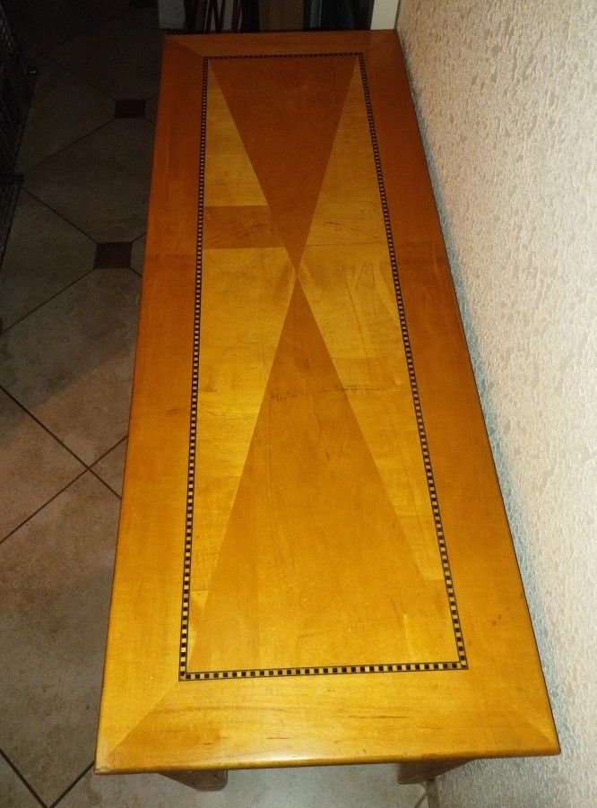 Vintage Solid Maple 🍁 Wood Table with Inlay. Long Rectangular