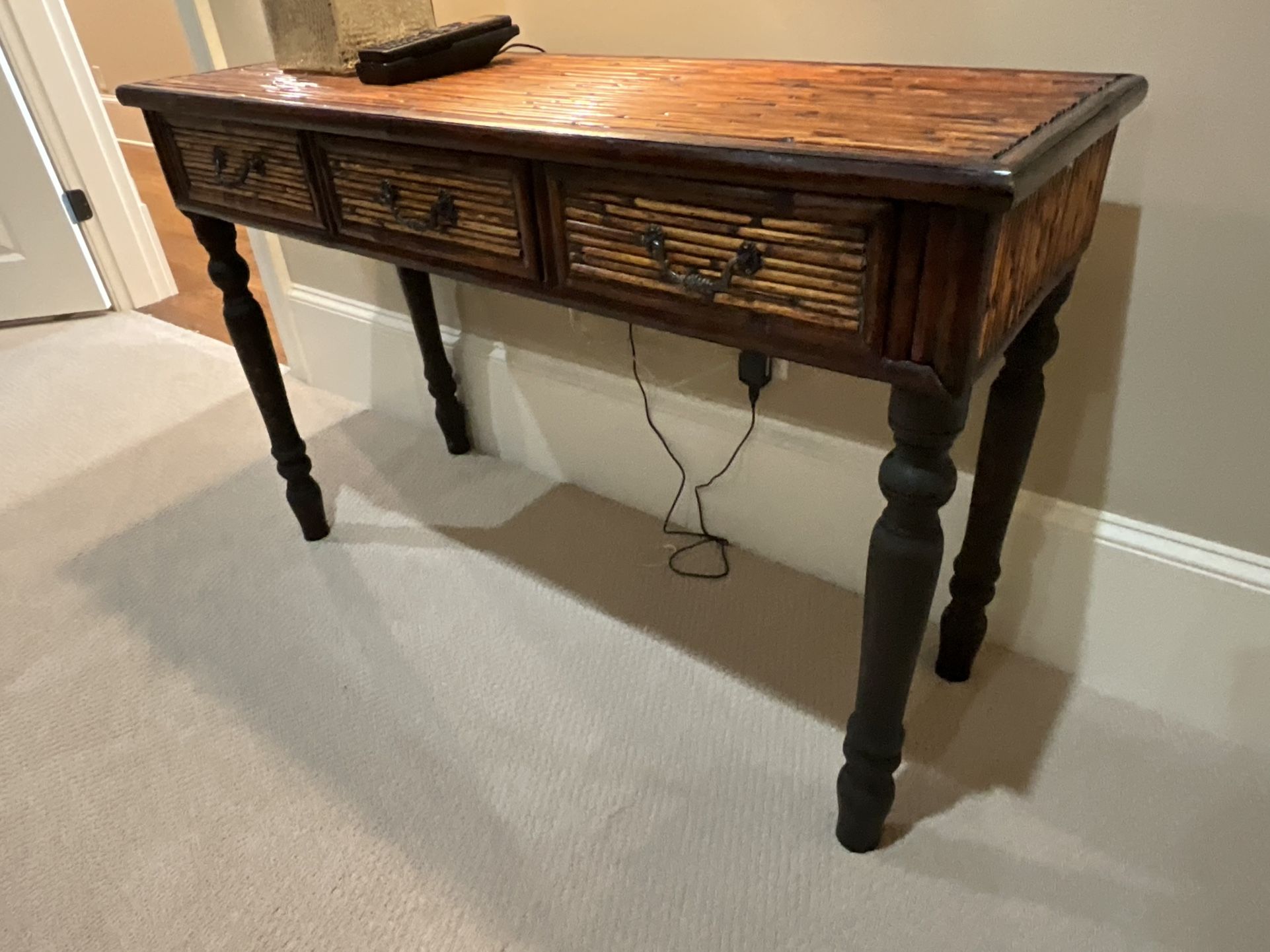 Solid Wood Bamboo Style Console Table