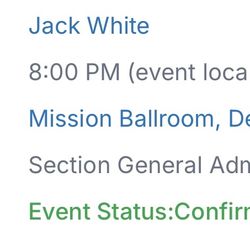 Jack White Tickets: Mission Ballroom May 8th