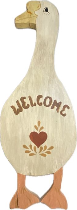 Vtg wood goose country chic wall plaque. Needs TLC