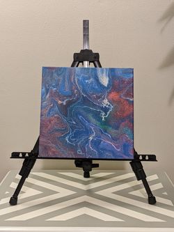 12" x 12" Blue Fluid Painting
