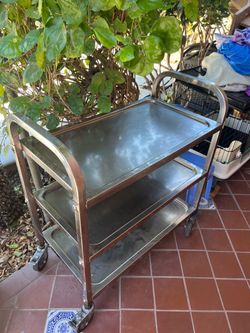 Industrial metal 3 tiered rolling cart