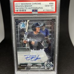 2017 Bowman Chrome Prospect Auto Braden Bishop PSA 10