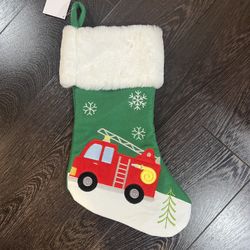 New Fire Truck Engine fire fighter Christmas Embroidered Stocking