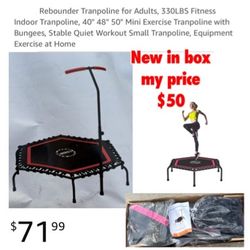 New in box  Rebounder Tranpoline for Adults, 330LBS Fitness Indoor Tranpoline, 40" Exercise Tranpoline with Bungees, Stable Quiet Workout Small Equipm