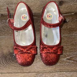 Size 13 Girls Red Glitter Heels