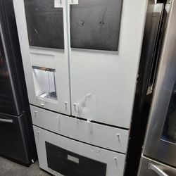 New GE 36" Wide French Door 4 Door Refrigerator Large Capacity 28cu Ft in White