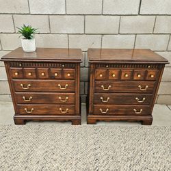 Lg. Solid Wood Bassett Nightstands with Pull-Out Trays - Pair. Price is firm