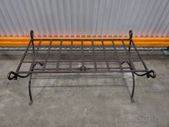 Rustic Dark Metal Grid-Top Plant Stand