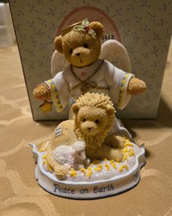 Vintage Enesco Cherished Teddies Tessa Peace On Earth in original box.