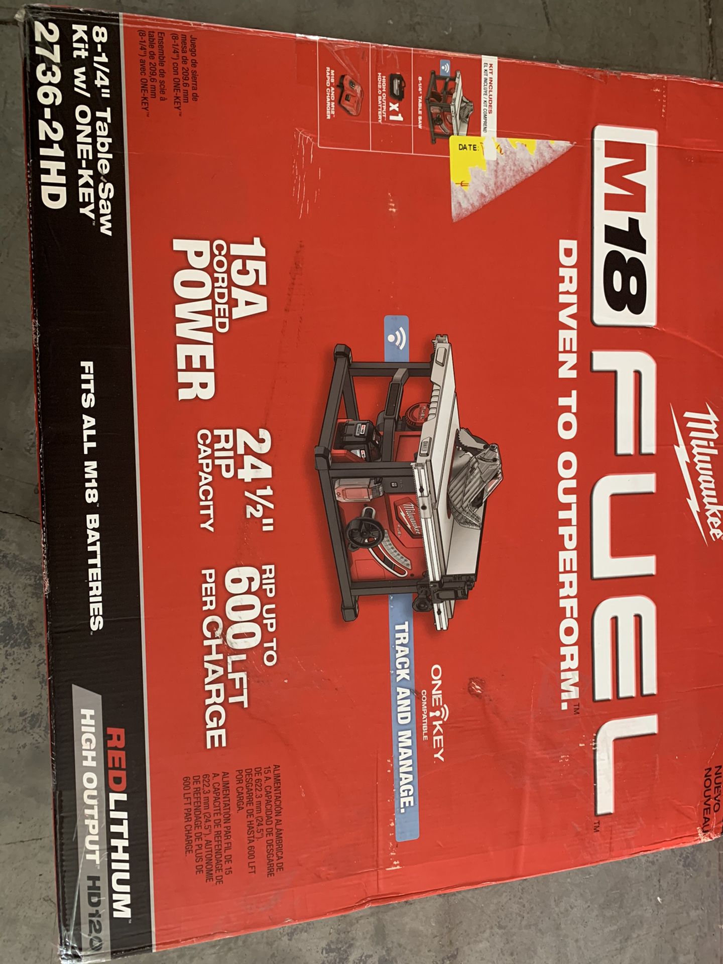 Milwaukee M18 FUEL ONE-KEY 18-Volt Lithium-Ion Brushless Cordless 8-1/4 in. Table Saw Kit W/ (1) 12.0Ah Battery & Rapid Charger
