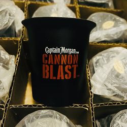 Vintage captain Morgan cinnamon blast aluminum shot glasses brand new Set Of 24