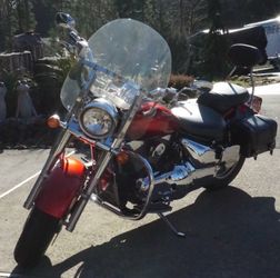 Red Suzuki Boulevard Motorcycle