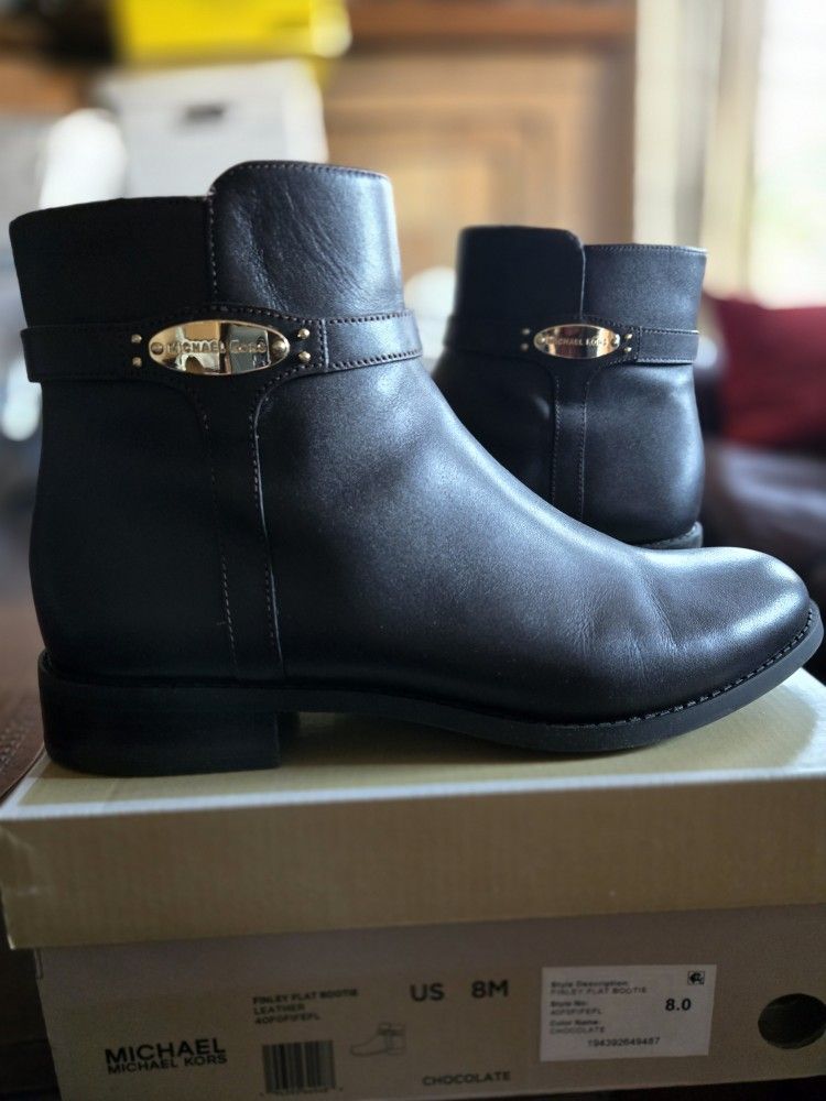 Michael Michael Kors Flat Ankle Boots, Chocolate Brown, 8M Womens