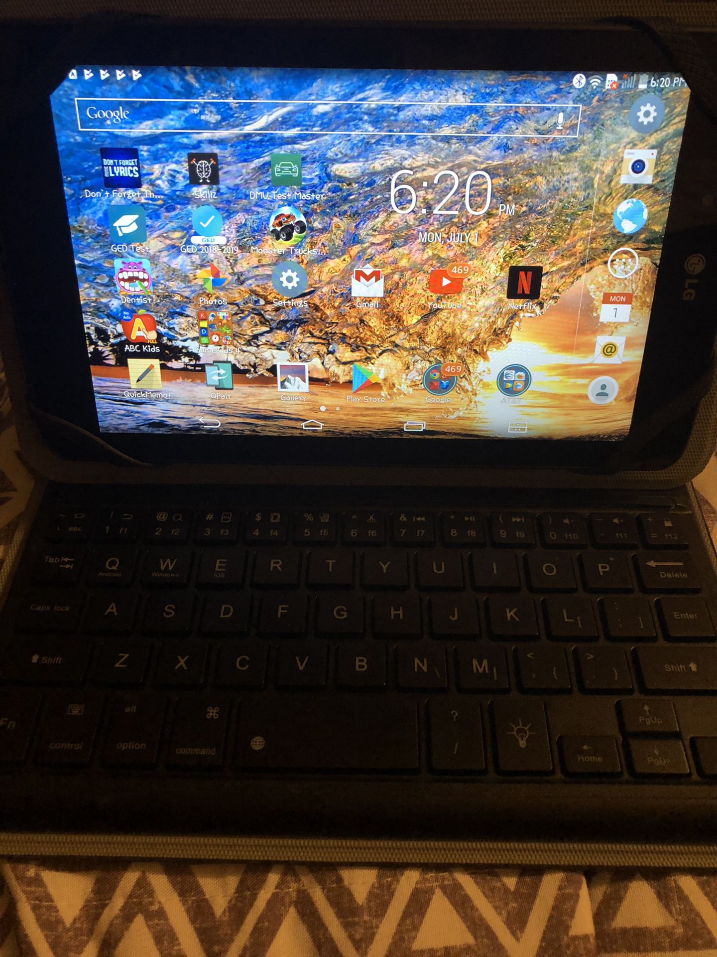 Tablet with Bluetooth keyboard