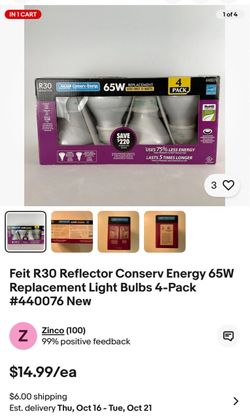Feit Electric R30 65W Replacement LED Bulbs 4-Pack