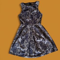 Vintage Floral Black&Silver Dress 