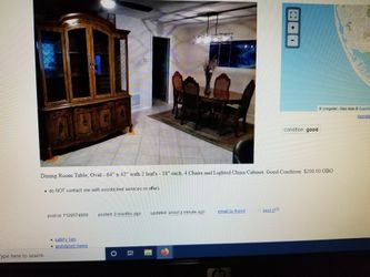 DINING ROOM TABLE, 4 CHAIRS & CHINA CABINET - $175 OBO