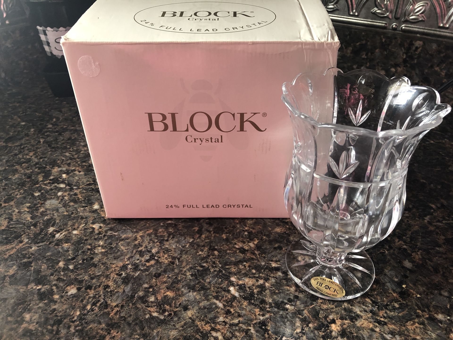 Block glass Vases or Candle Holders