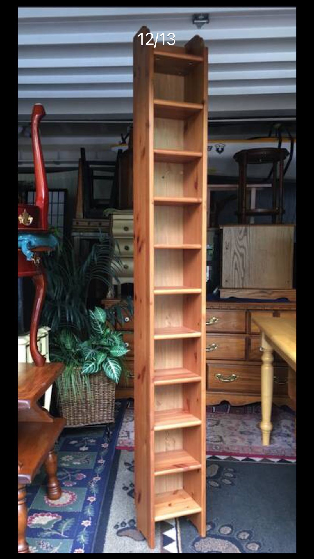 Pine wood Tall Shelf Storage /CD Holder - 78H x 10W x 7D 