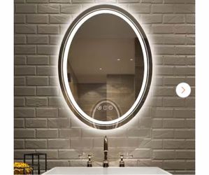 WISFOR 20 in. W x 28 in. H Large Oval Frameless Anti-Fog Wall Dimmable Backlit Dual LED Bathroom Vanity Mirror Makeup Shaving