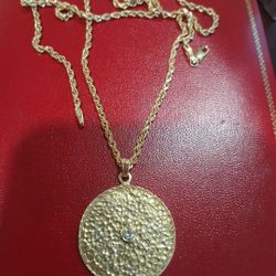 Torzal Con Pendiente Y  Un  Diamante 14k