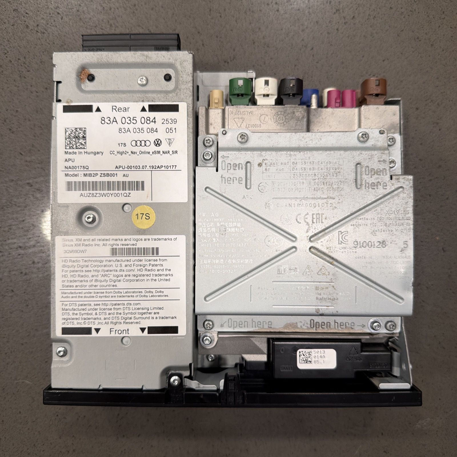 2019 Audi Q3 OEM Multimedia SIM SD Player Control Unit 83A-035-084 