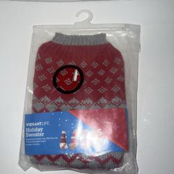 Vibrant Life Pet Holiday Sweater S for Dogs 10-20 lbs Red gray NEW
