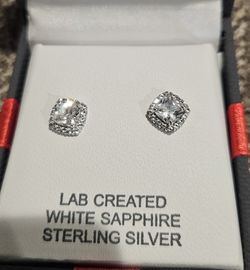 White Saphire Sterling Earings
