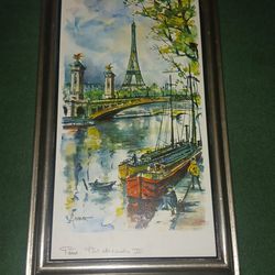 Paris. Pont Alexandre III Water Color Print by Arno.