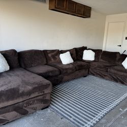 Brown Sectional Sofa Couch Sala 
