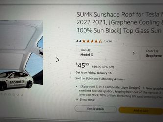 Sunshade Roof For Tesla Model 3 