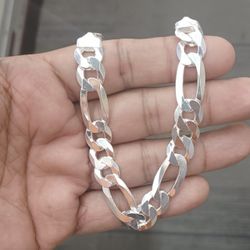 925 sterling silver figaro bracelet for men 8 inches