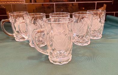 Lovely vintage Mikassa Rose Pearls crystal mugs with cut crystal
