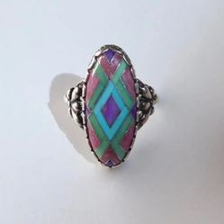 Designer Carolyn Pollack Southwest Sterling Stone Inlay Ring