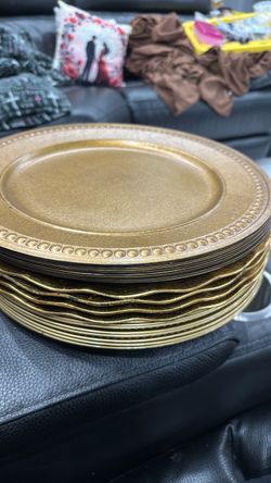 Gold Beaded Charger Plates Set