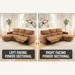 Contemporary Brown Power Reclining Sectional Sofa Chaise Left Right Sofa