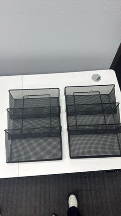 Black Metal Mesh Wall File Organizers – Set of 2