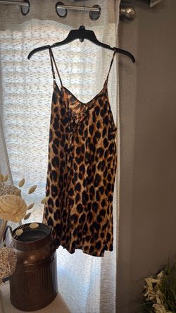 Leopard Print Satin Slip Dress