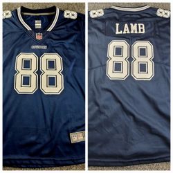 Ceedee Lamb Away Blue Silver Stiched Jersey New