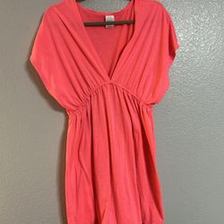 Women’s Xhilaration Neon Coral Pink Swimsuit Coverup Dress size large