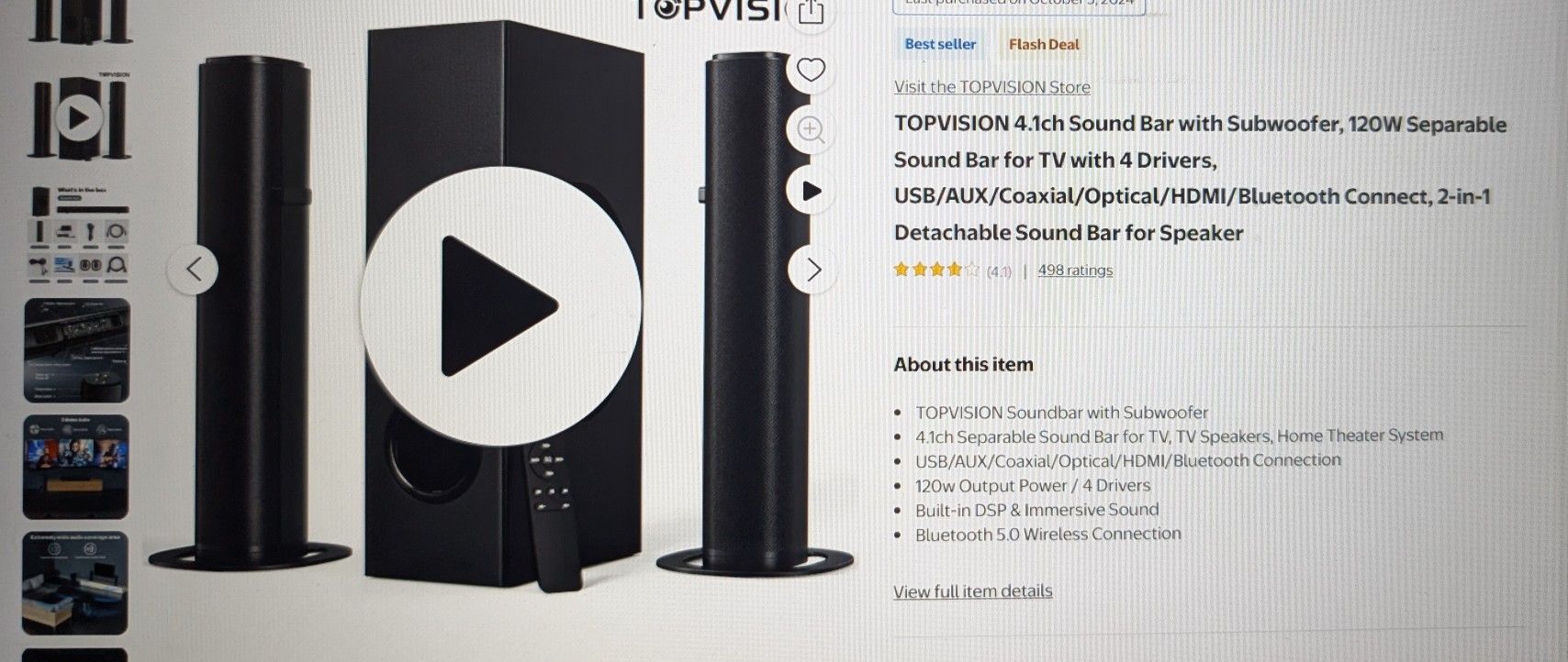 Sound Bar/ Surround Sound For TV
